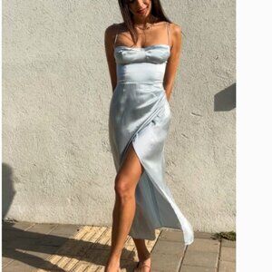 Reformation Icy Blue Silk Dress